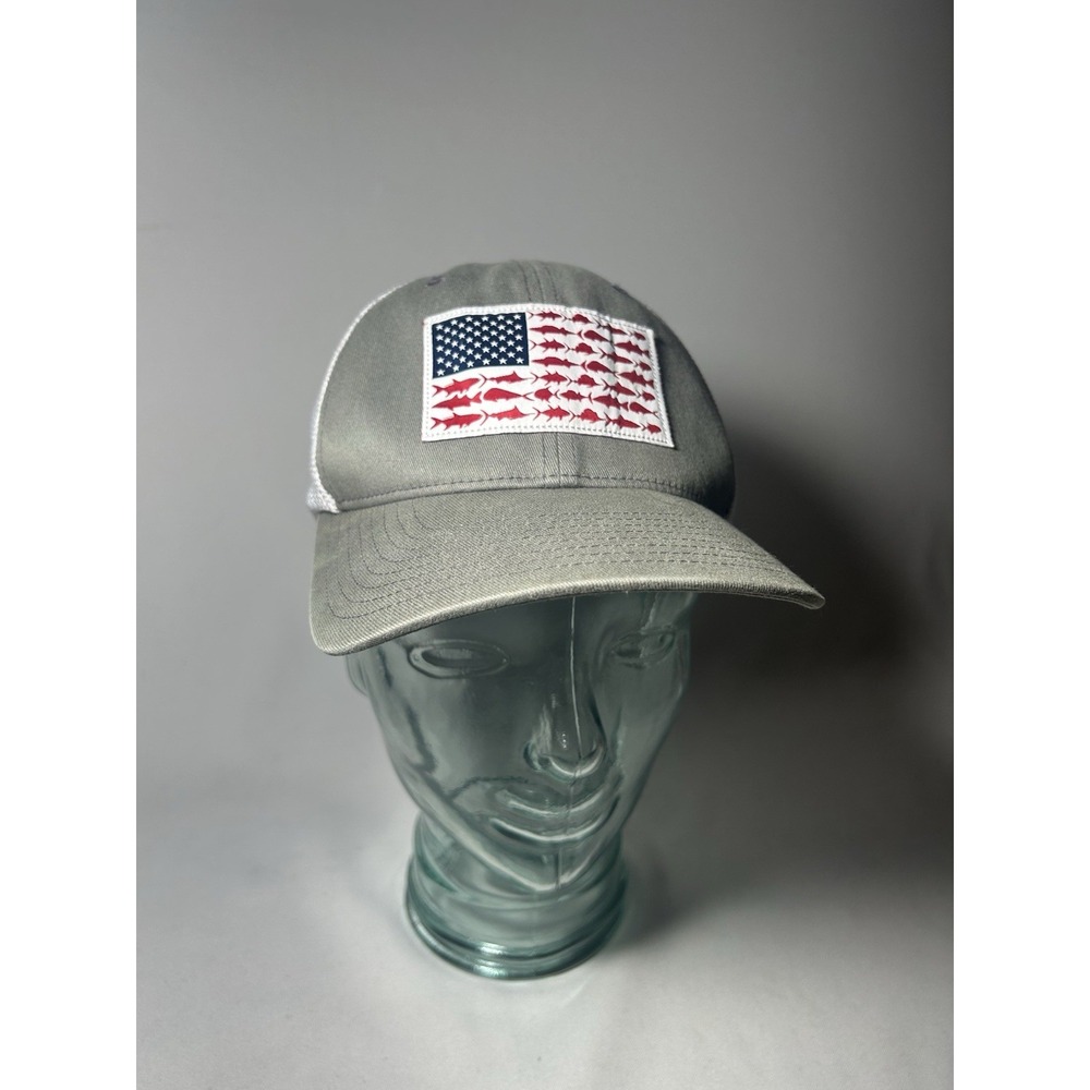 Columbia PFG USA Flag Fishing Hat Mens One Size Grey Polyester Mesh Gorpcore
